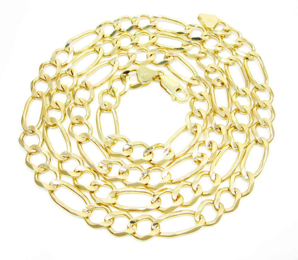 10k yellow gold solid figaro link chain 22-30 inch 8mm