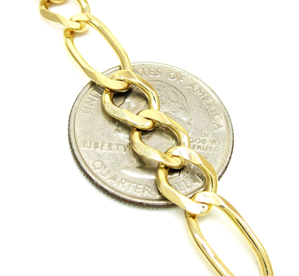 10k yellow gold solid figaro link chain 22-30 inch 8mm