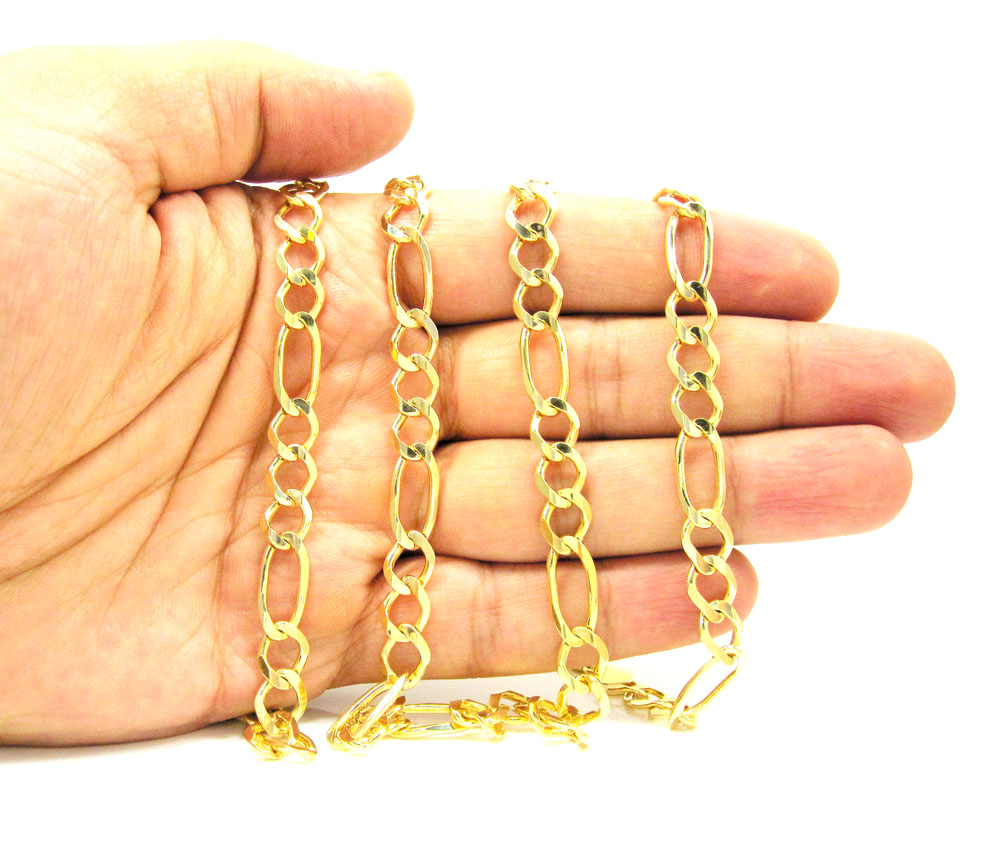 10k yellow gold solid figaro link chain 22-30 inch 8mm - Image 5