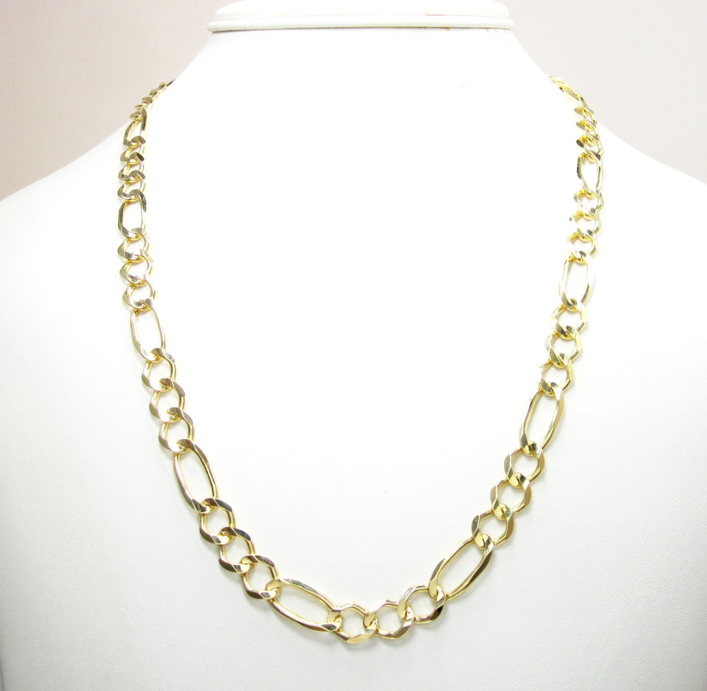 10k yellow gold solid figaro link chain 22-30 inch 8mm - Image 6