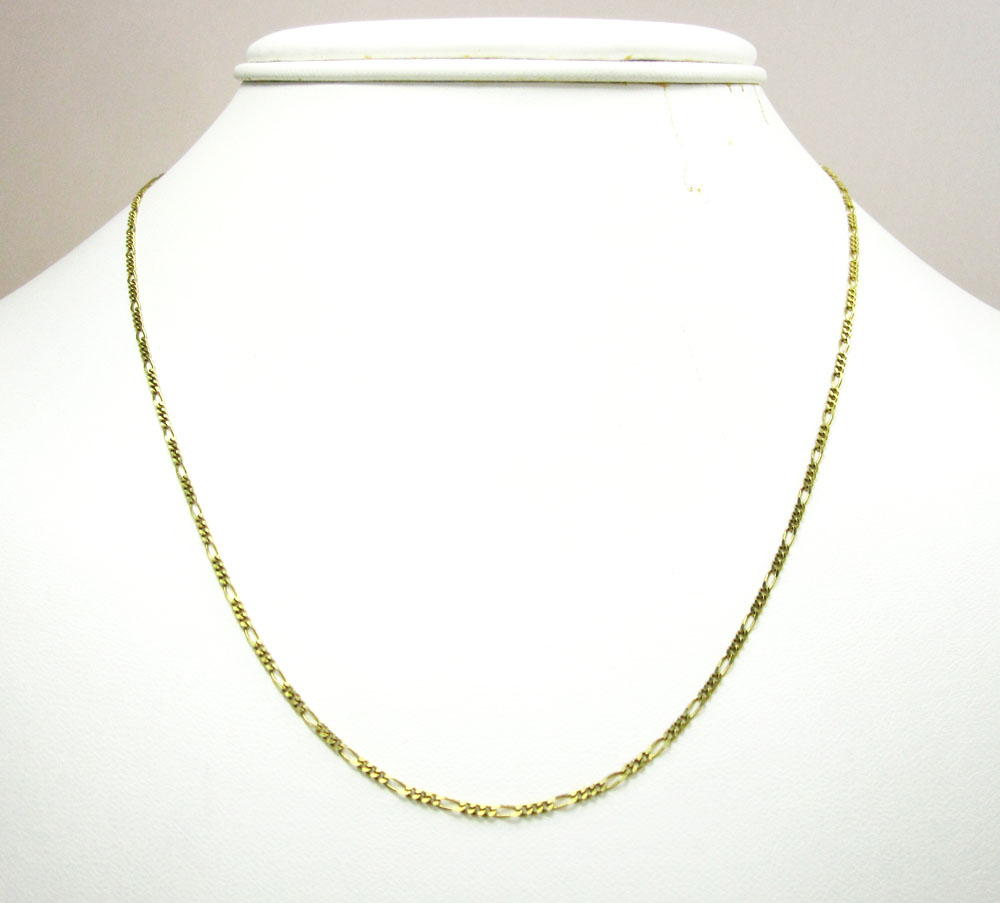 10k yellow gold solid figaro link chain 16-24 inch 1.5mm