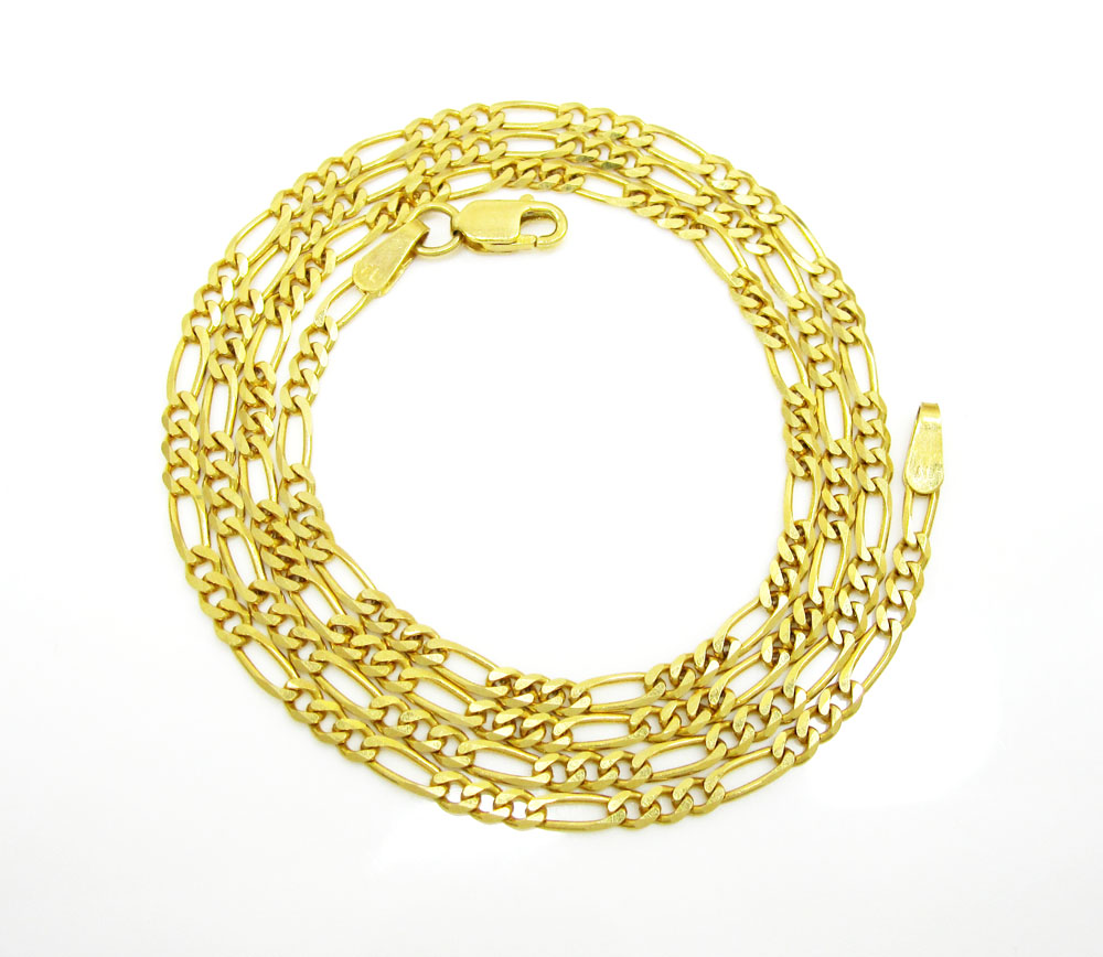 10k yellow gold solid figaro link chain 18-24 inch 2.2mm