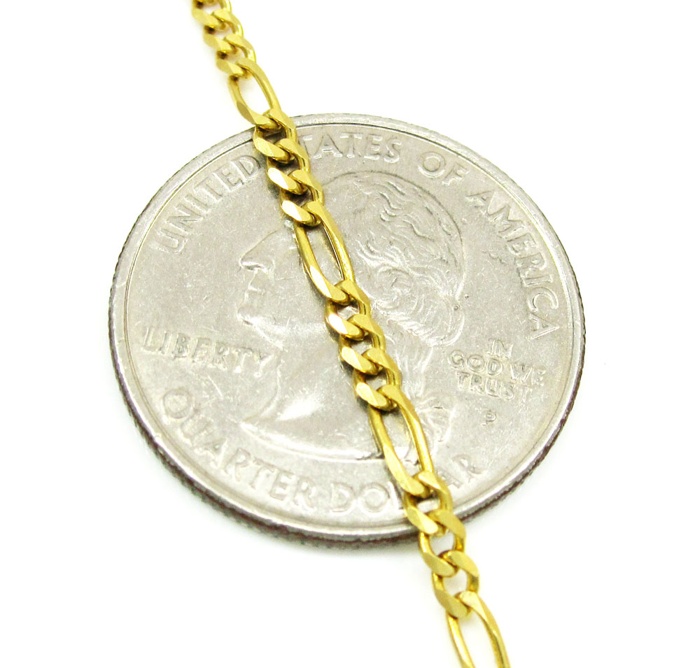 10k yellow gold solid figaro link chain 18-24 inch 2.2mm - Image 3
