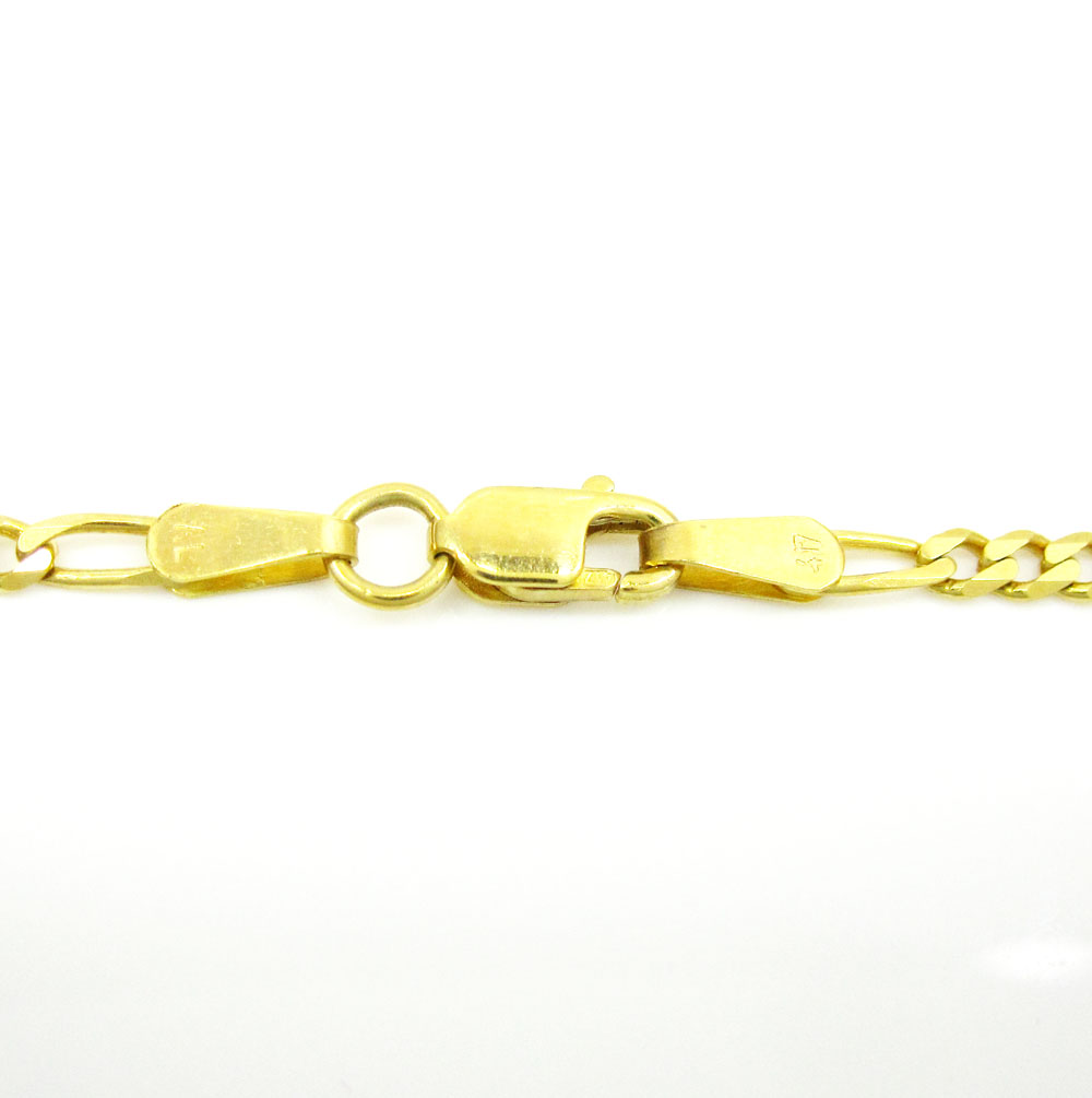 10k yellow gold solid figaro link chain 18-24 inch 2.2mm - Image 4