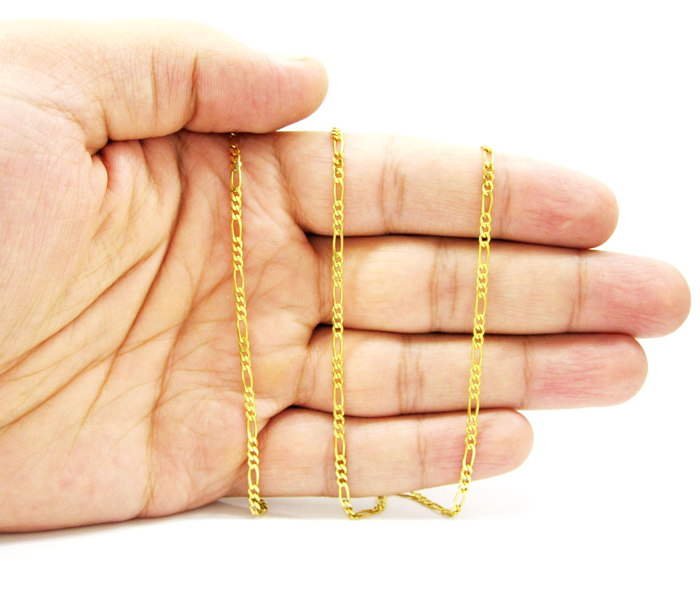 10k yellow gold solid figaro link chain 18-24 inch 2.2mm - Image 5