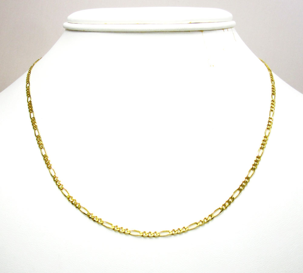 10k yellow gold solid figaro link chain 18-24 inch 2.2mm