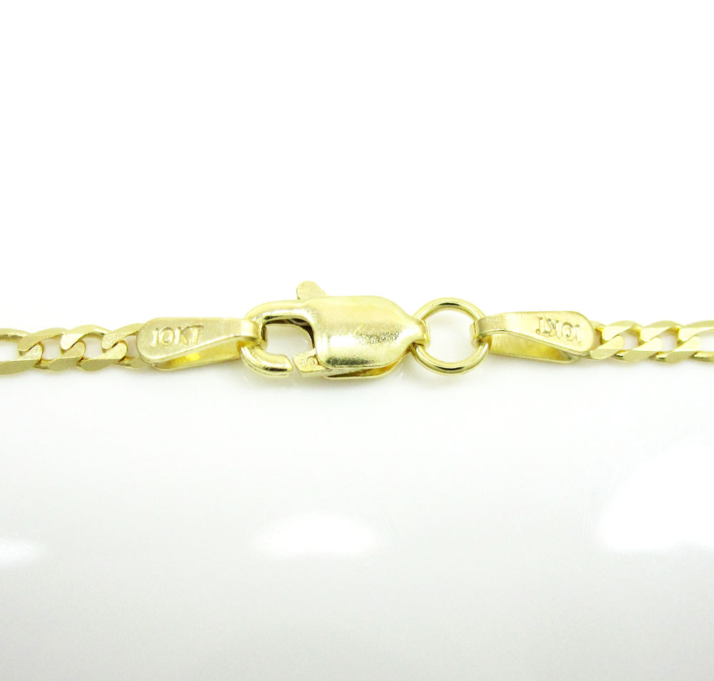 10k yellow gold solid figaro link chain 20-24 inch 2mm