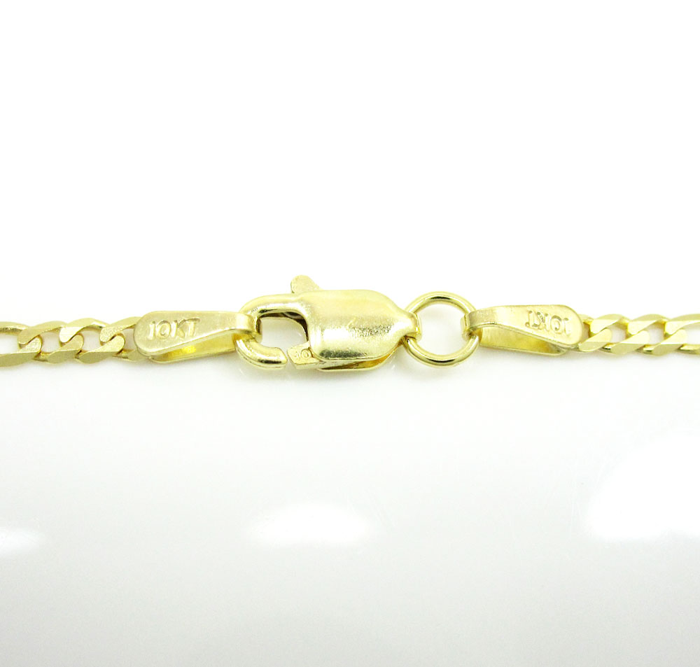 10k yellow gold solid figaro link chain 16-24 inch 2mm - Image 3