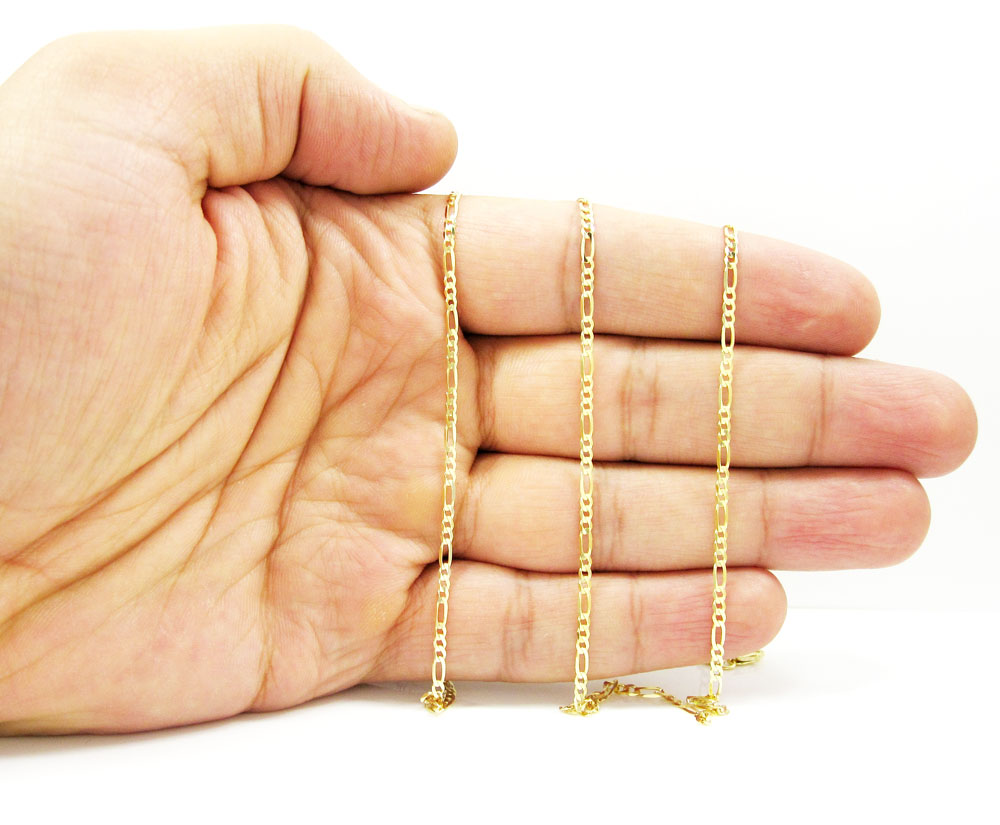 10k yellow gold solid figaro link chain 20-24 inch 2mm