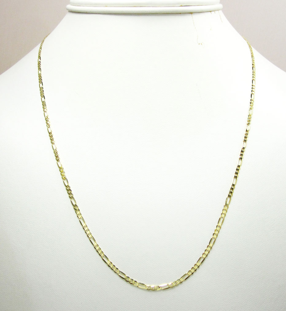 10k yellow gold solid figaro link chain 20-24 inch 2mm