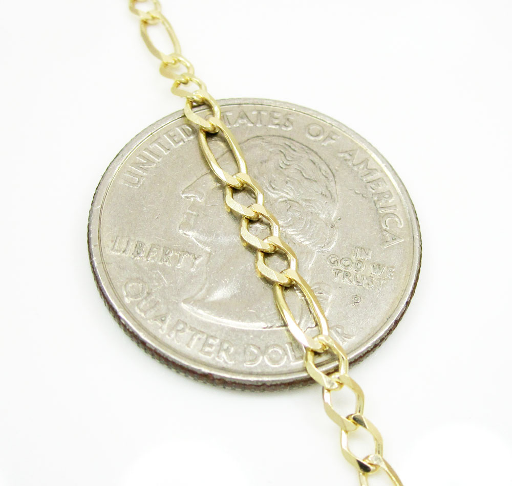 10k yellow gold solid figaro link chain 16-24 inch 2.8mm