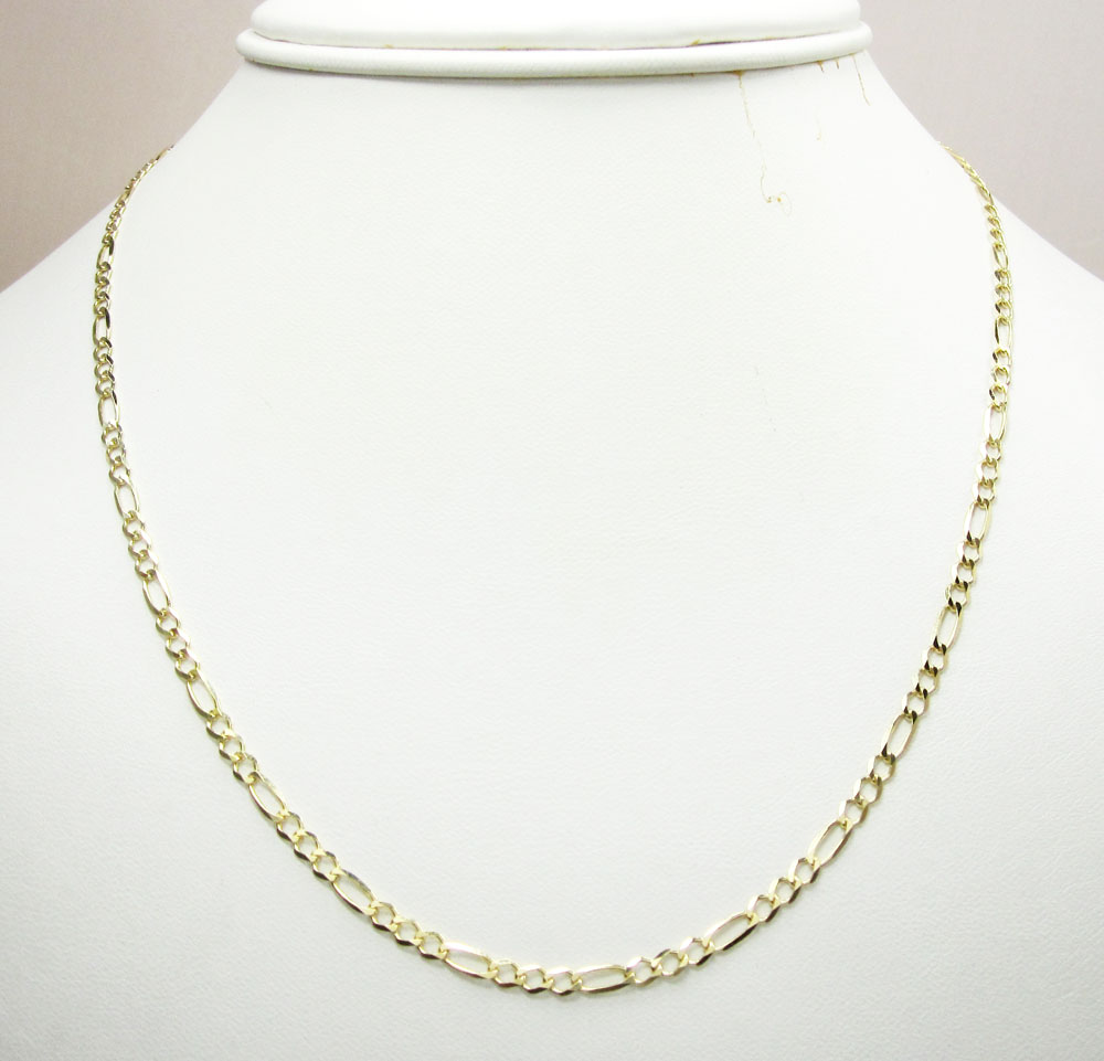 10k yellow gold solid figaro link chain 16-24 inch 2.8mm