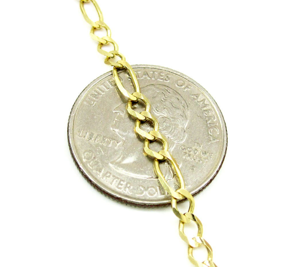 10k yellow gold solid figaro link chain 16-24 inch 3.7mm