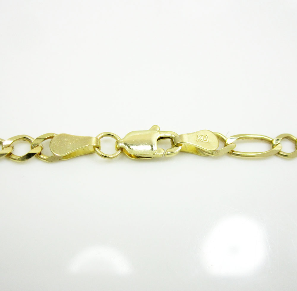 10k yellow gold solid figaro link chain 16-24 inch 3.7mm