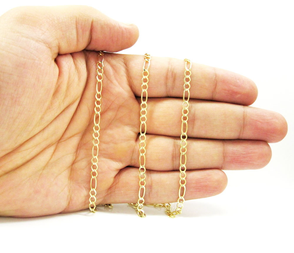 10k yellow gold solid figaro link chain 16-24 inch 3.7mm