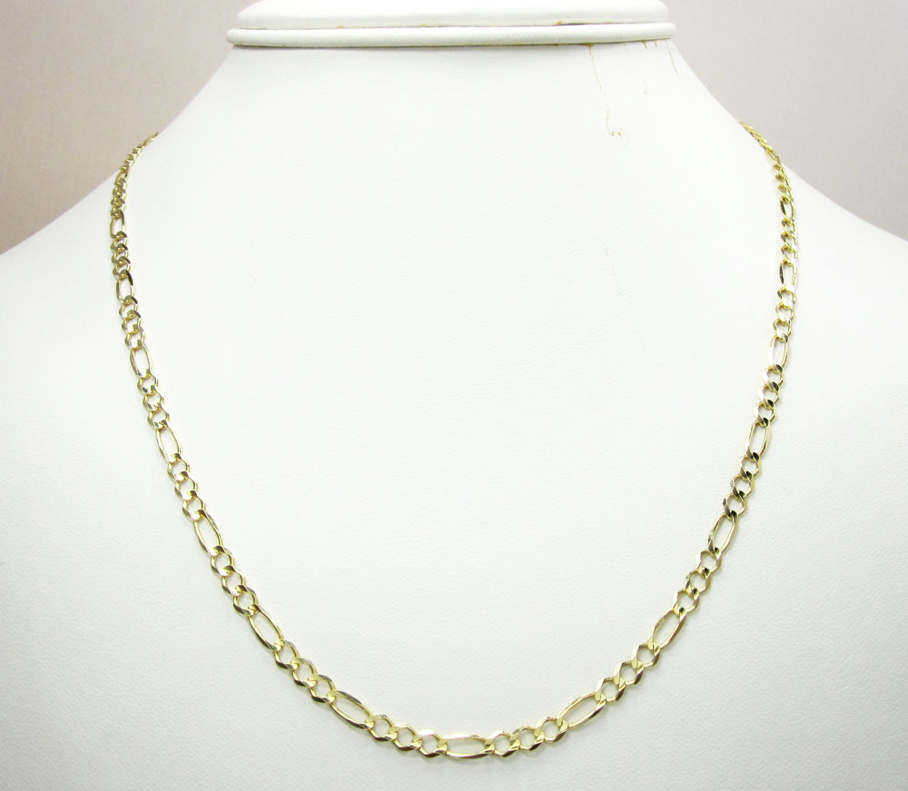 10k yellow gold solid figaro link chain 16-24 inch 3.7mm