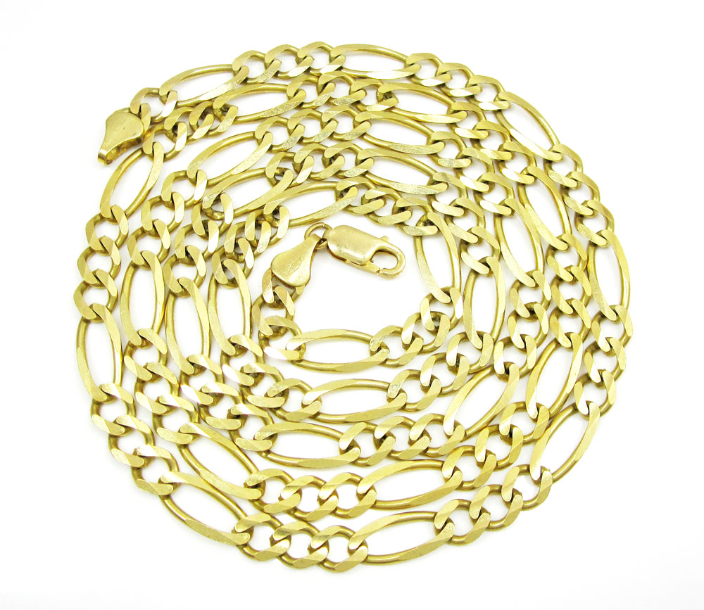 10k yellow gold solid figaro link chain 20-36 inch 6.5mm