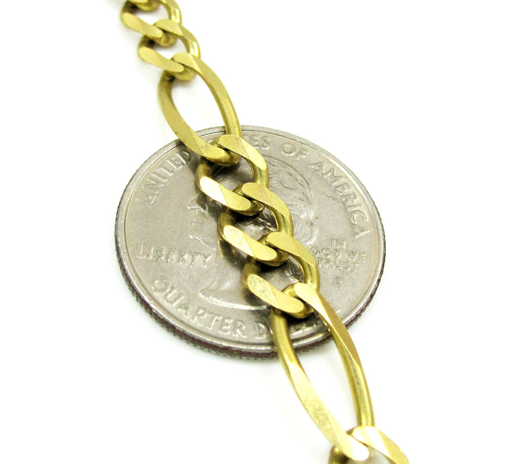 10k yellow gold solid figaro link chain 20-36 inch 6.5mm
