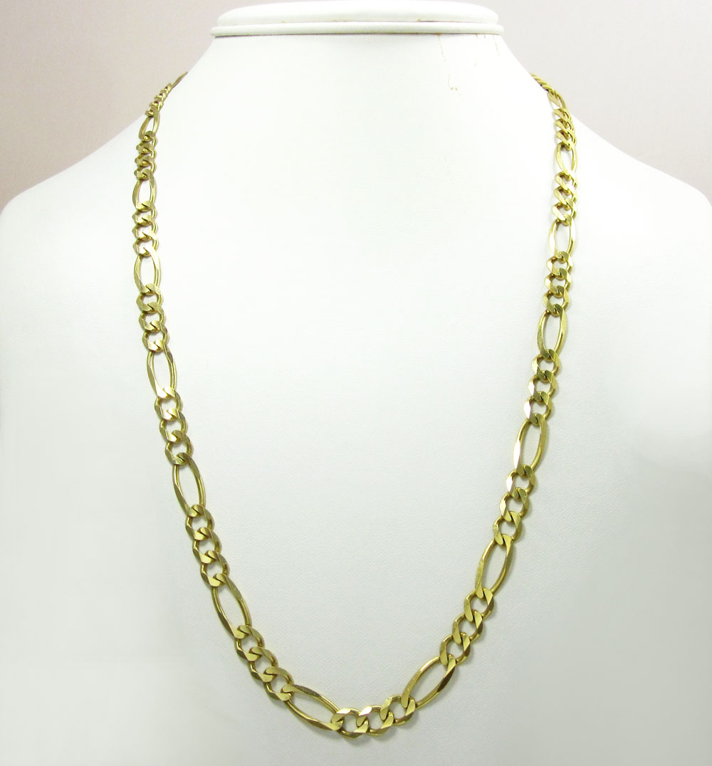 10k yellow gold solid figaro link chain 20-36 inch 6.5mm - Image 6