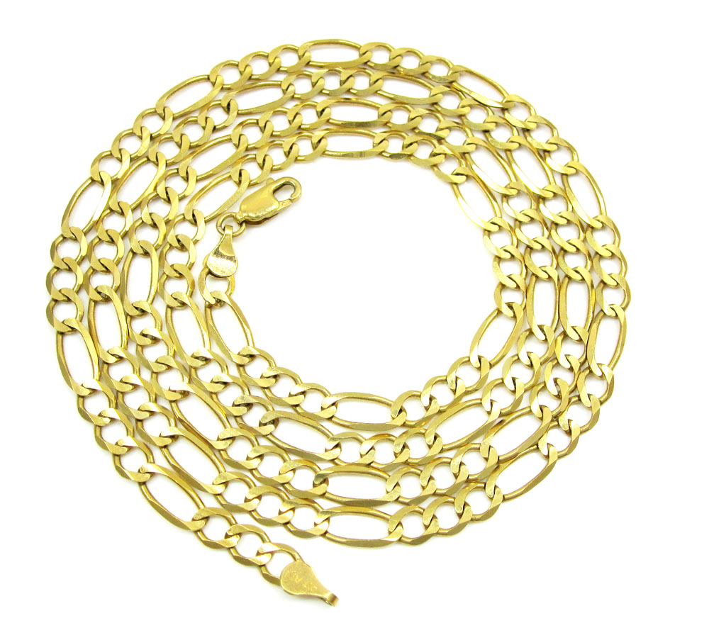 10k yellow gold solid figaro link chain 18-30 inch 4.6mm