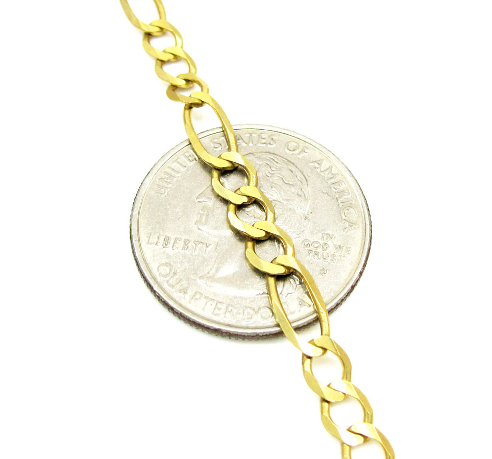 10k yellow gold solid figaro link chain 18-30 inch 4.6mm - Image 3