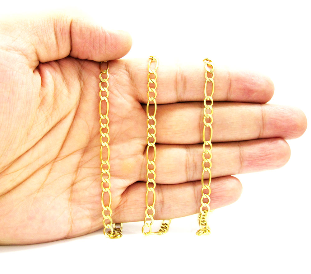 10k yellow gold solid figaro link chain 18-30 inch 4.6mm