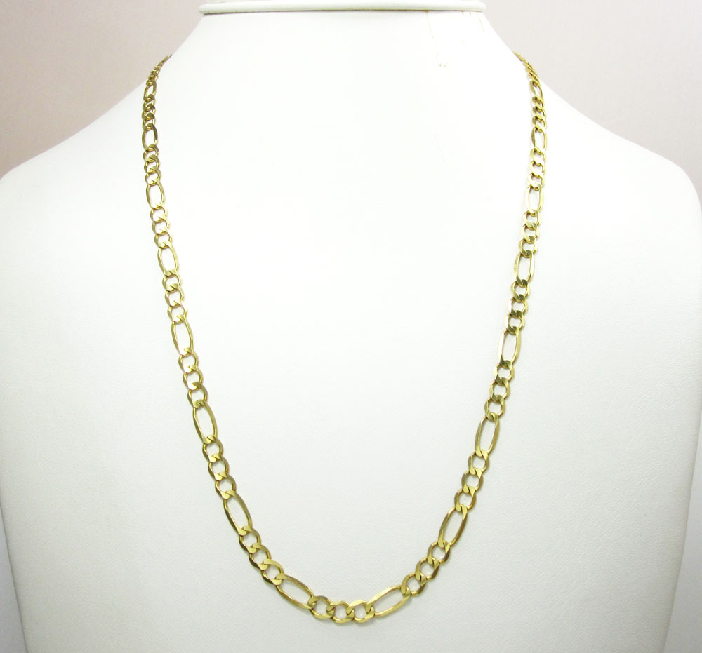 10k yellow gold solid figaro link chain 18-30 inch 4.6mm