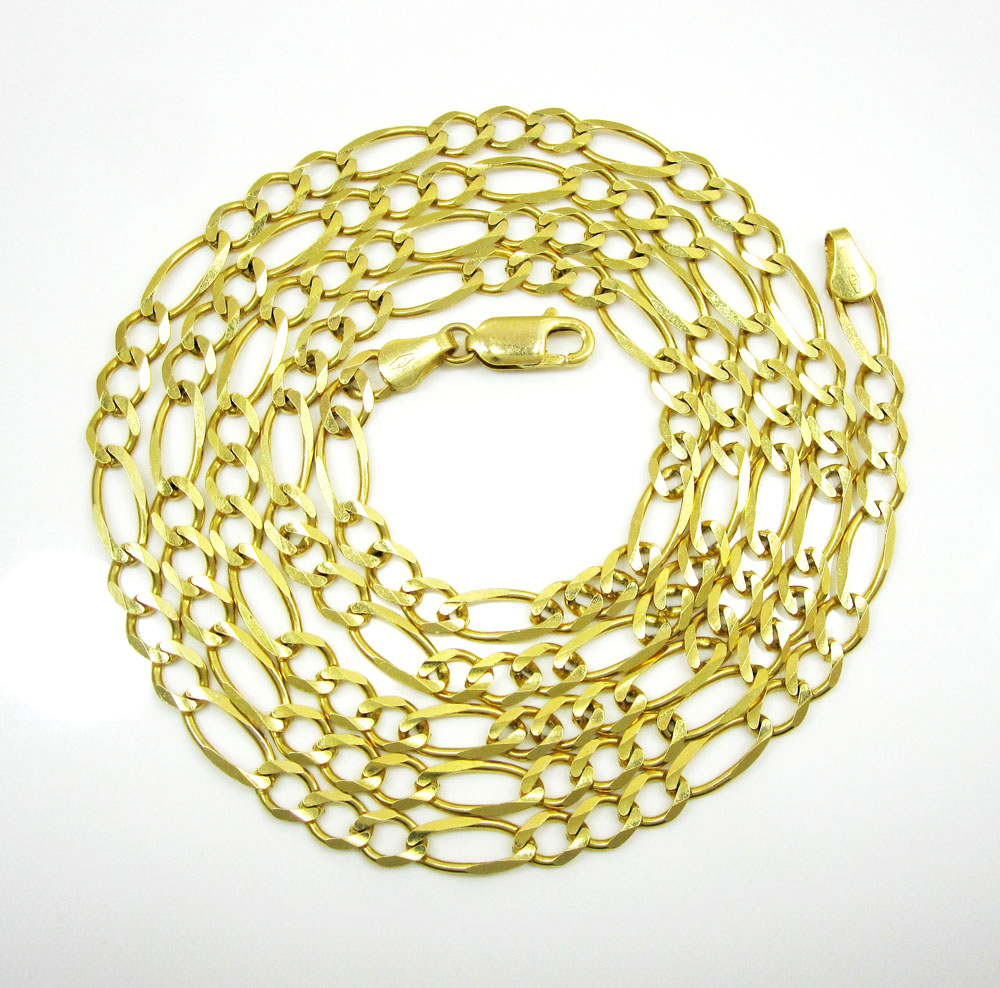 10k yellow gold solid figaro link chain 20-36 inch 5.5mm