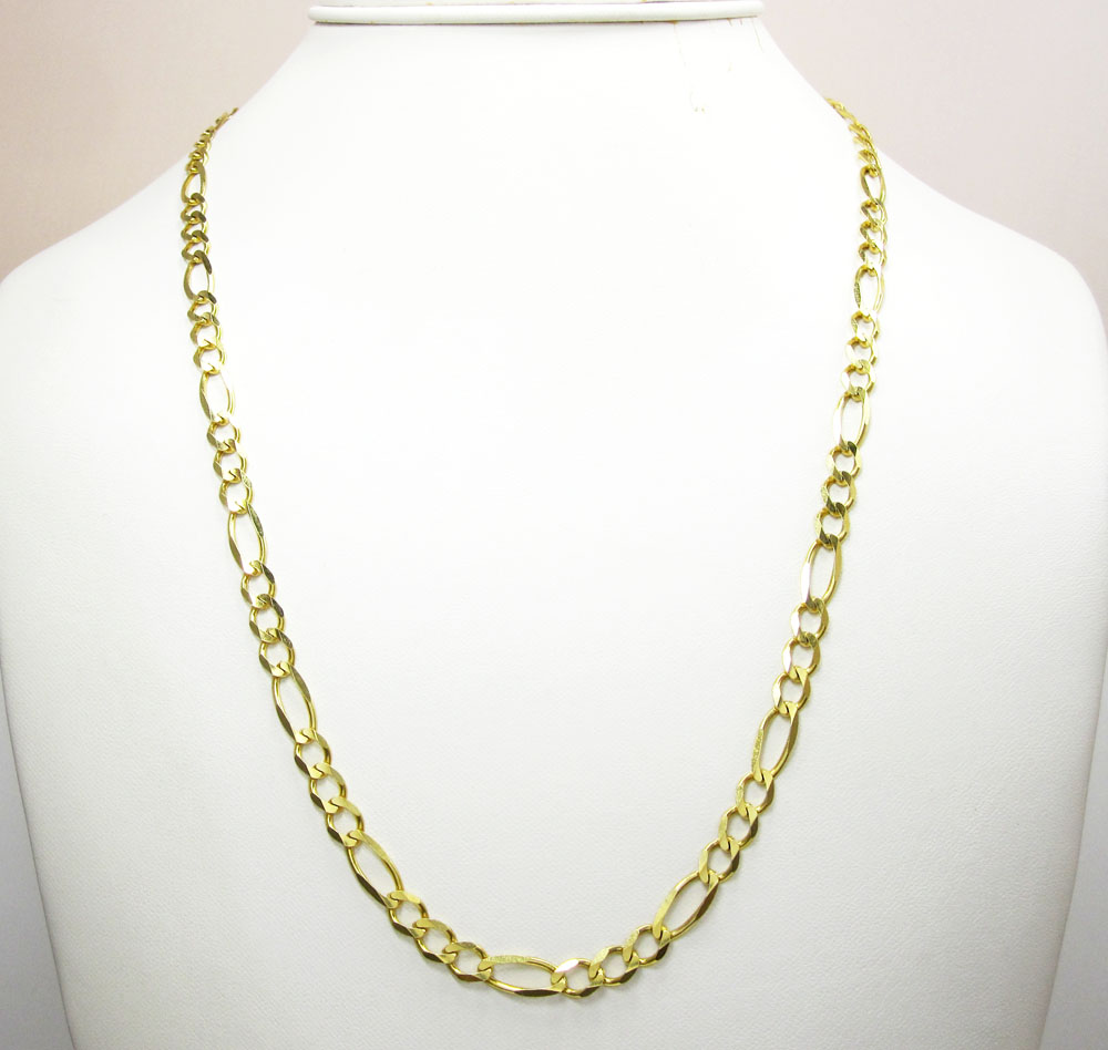 10k yellow gold solid figaro link chain 20-36 inch 5.5mm