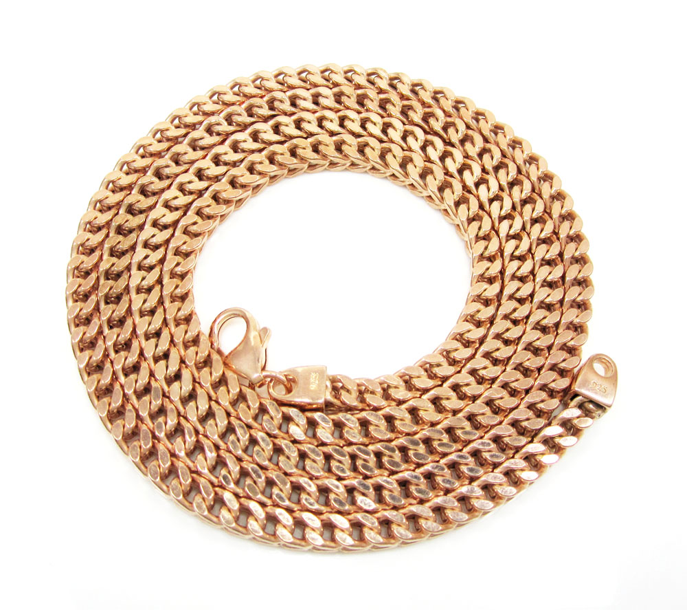 925 rose sterling silver franco link chain 30 inch 4.2mm