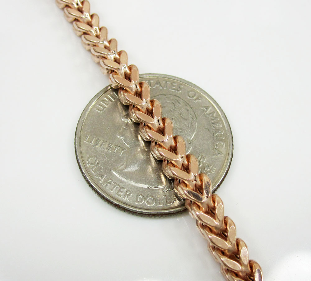 925 rose sterling silver franco link chain 30 inch 4.2mm