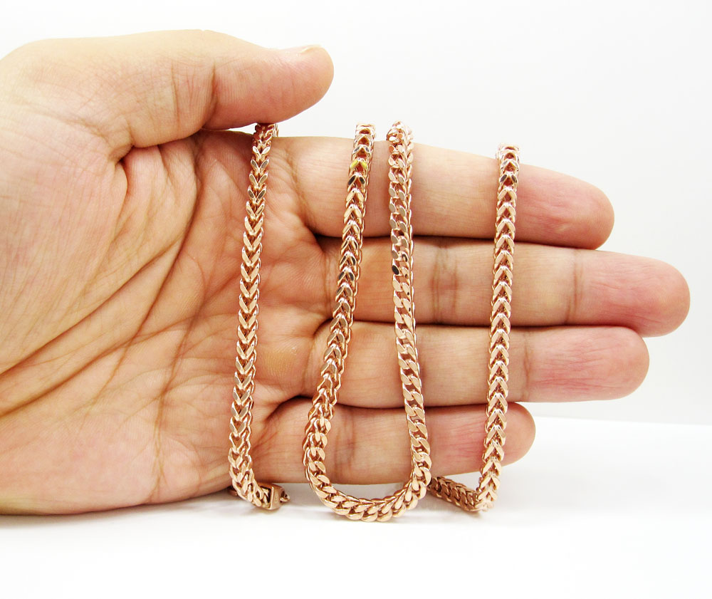 925 rose sterling silver franco link chain 30 inch 4.2mm