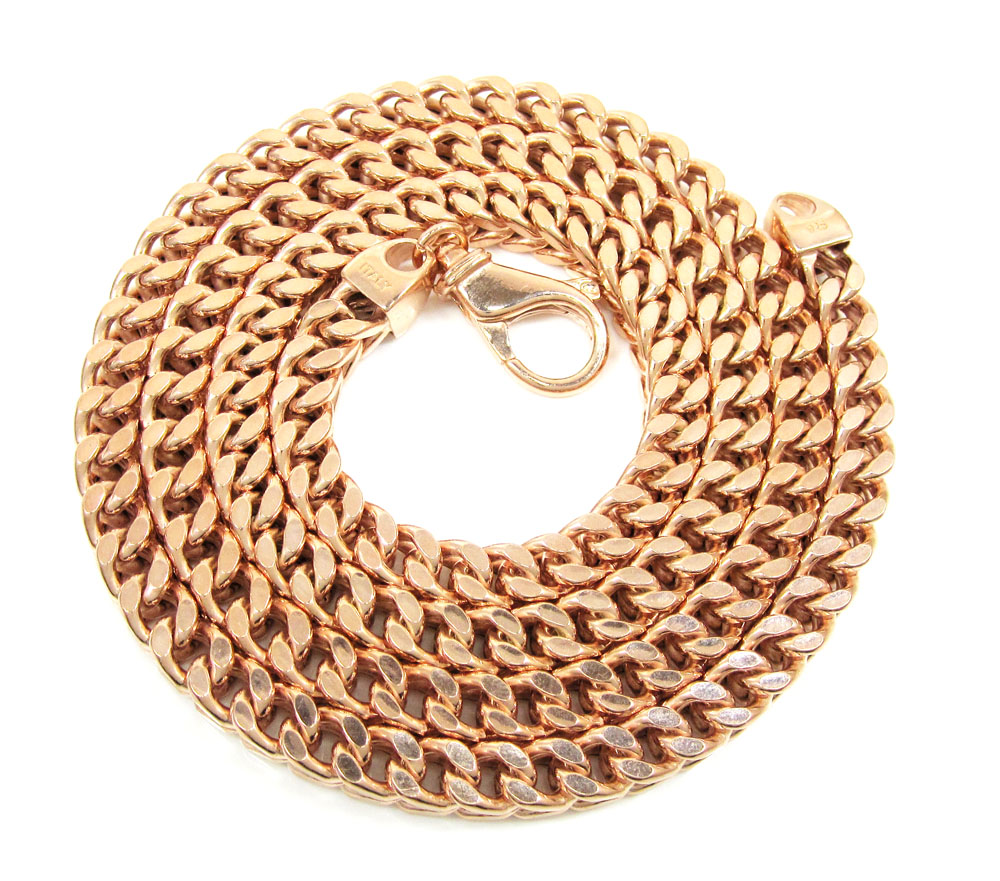 925 rose or yellow sterling silver franco link chain 30 inch 6.7mm