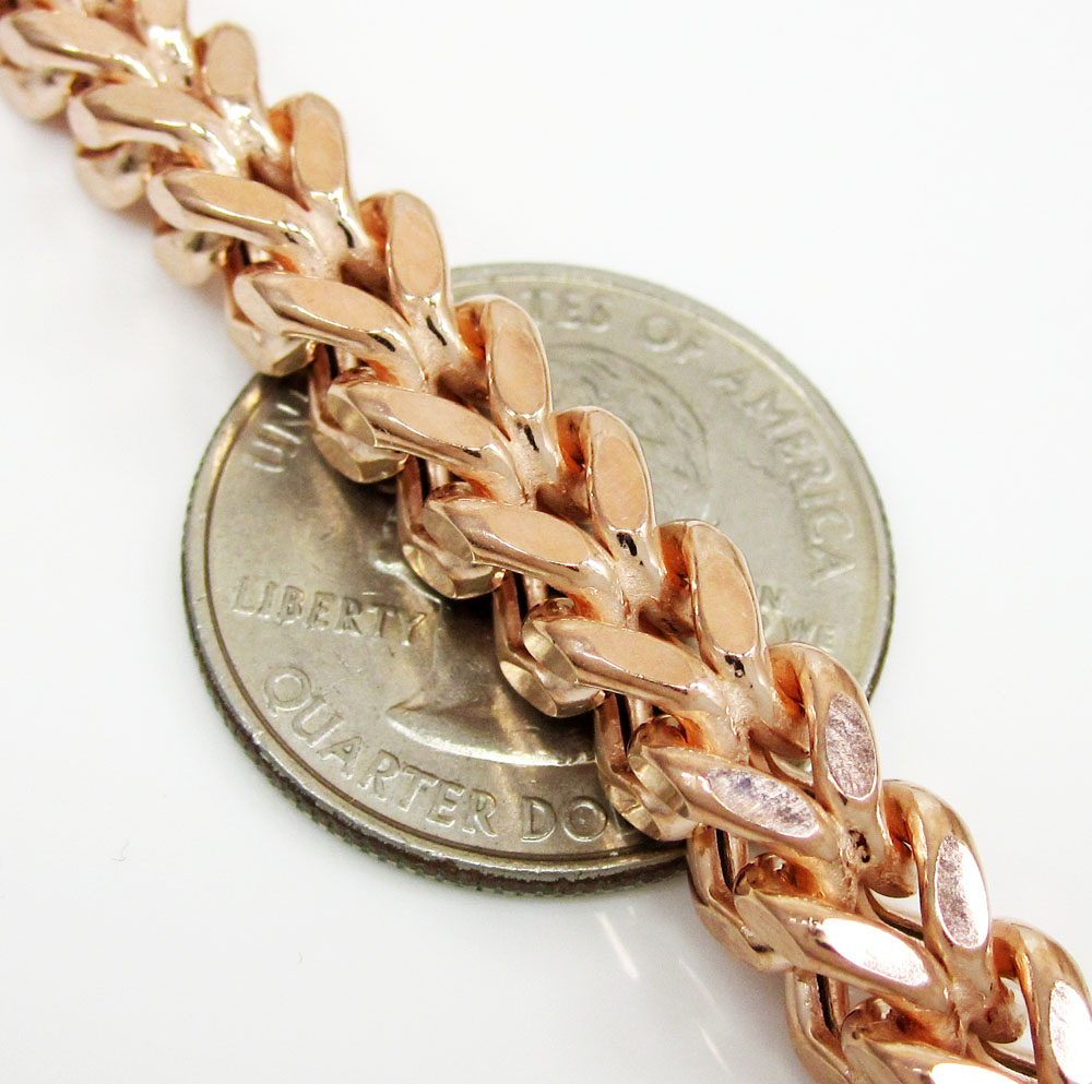 925 rose or yellow sterling silver franco link chain 30 inch 6.7mm