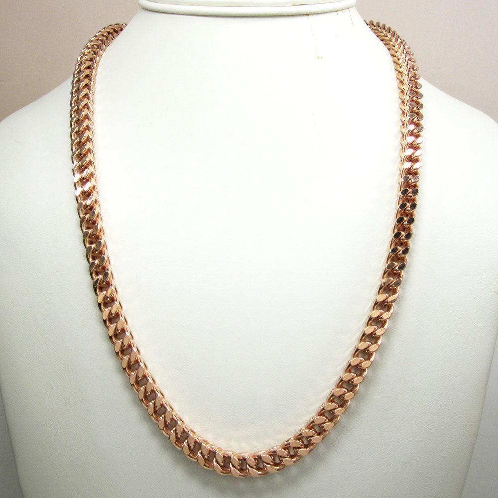 925 rose or yellow sterling silver franco link chain 30 inch 6.7mm