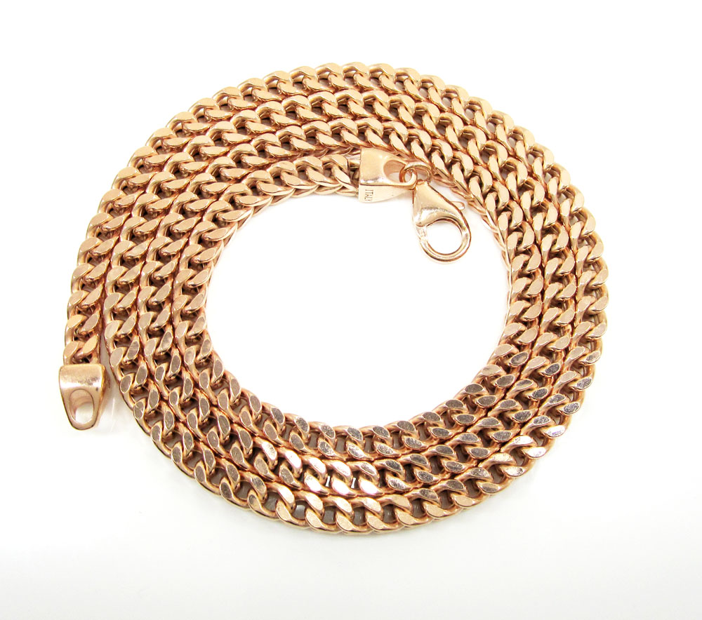 925 rose sterling silver franco link chain 28 inch 5.2mm