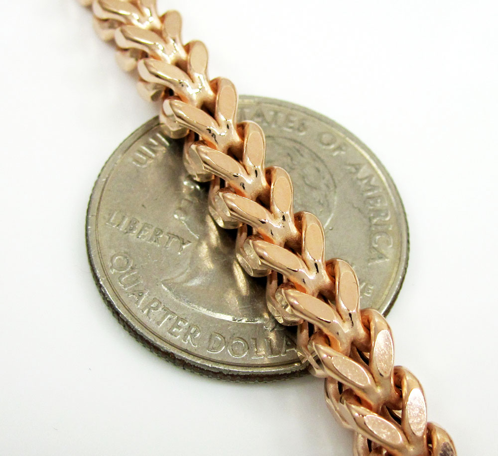 925 rose sterling silver franco link chain 28 inch 5.2mm