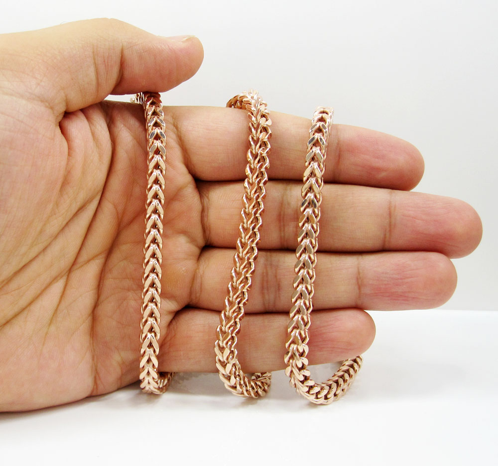 925 rose sterling silver franco link chain 28 inch 5.2mm