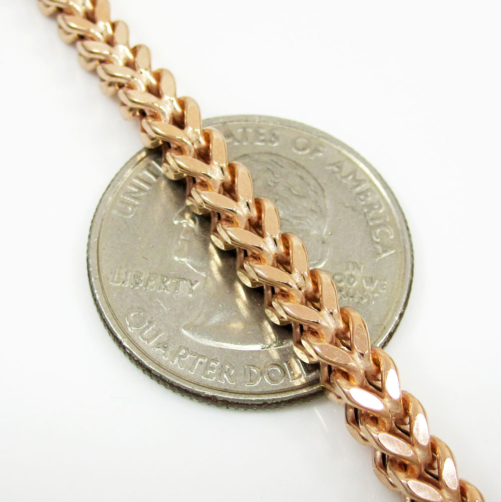 925 rose sterling silver franco link chain 28 inch 4mm