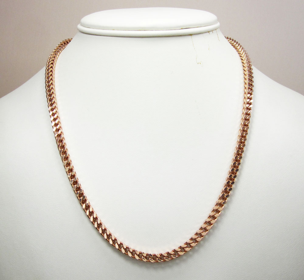 925 rose sterling silver franco link chain 28 inch 4mm