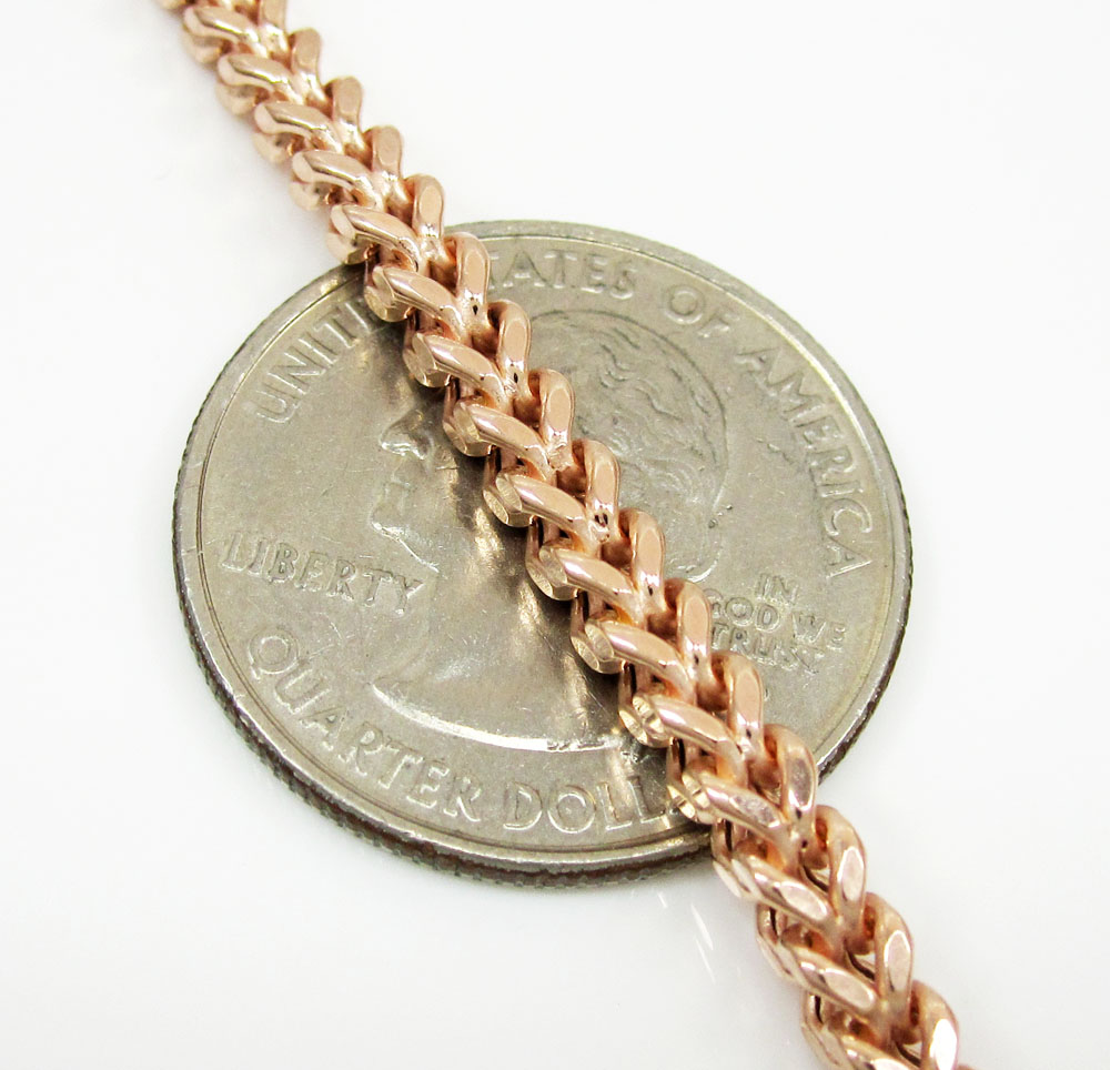 925 rose sterling silver franco link chain 26-30 inch 3.2mm