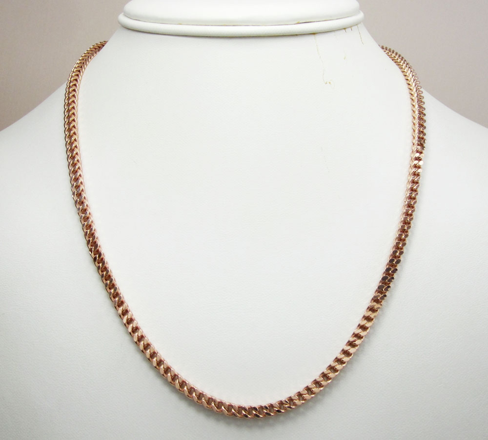 925 rose sterling silver franco link chain 26-30 inch 3.2mm