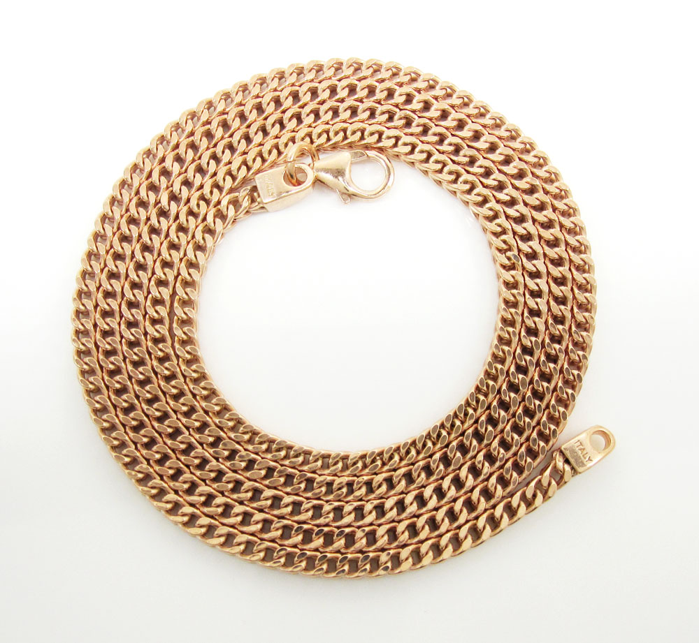 925 rose sterling silver franco link chain 30 inch 2.6mm