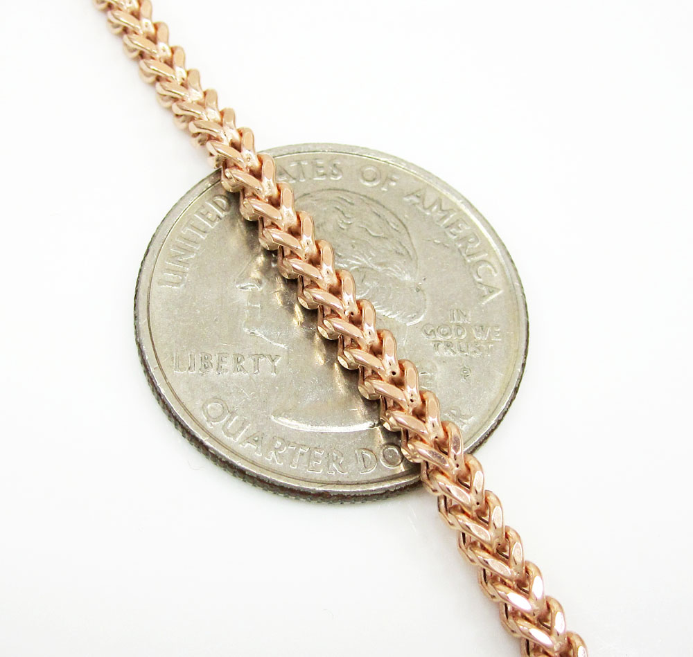 925 rose sterling silver franco link chain 30 inch 2.6mm