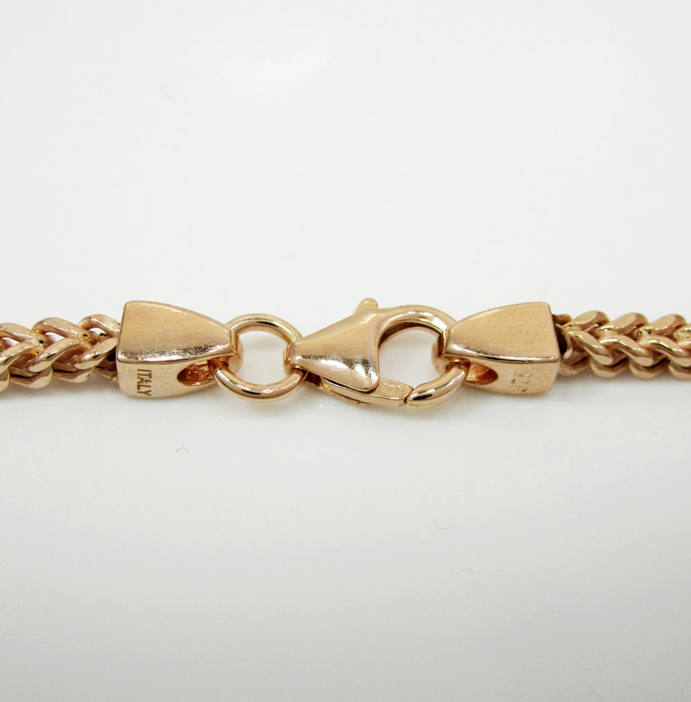 925 rose sterling silver franco link chain 30 inch 2.6mm