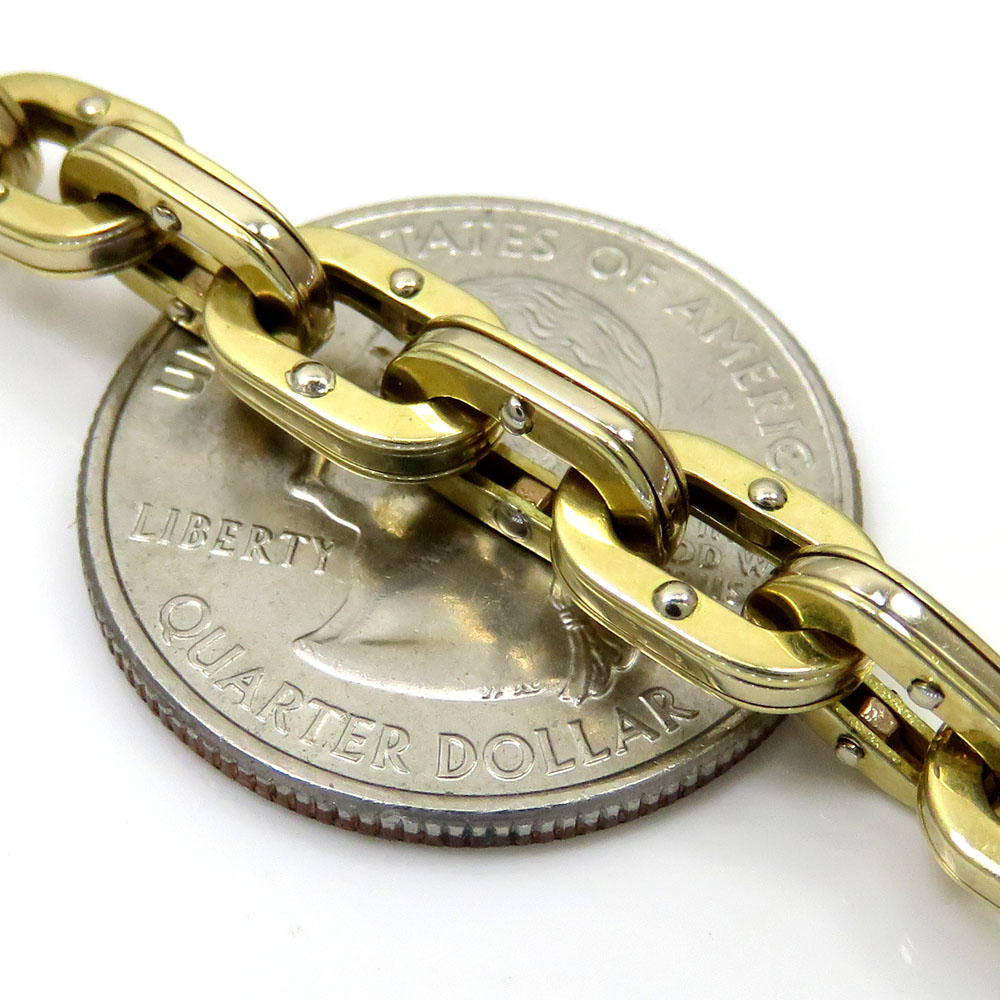 Baraka 18k yellow gold round link diamond necklace 0.02ct 26 inch - Image 2