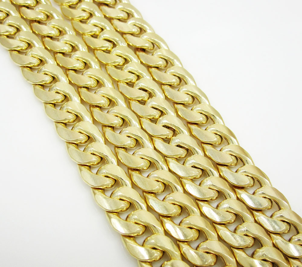 10k yellow gold thick miami link chain 20-28  inch 7.5mm