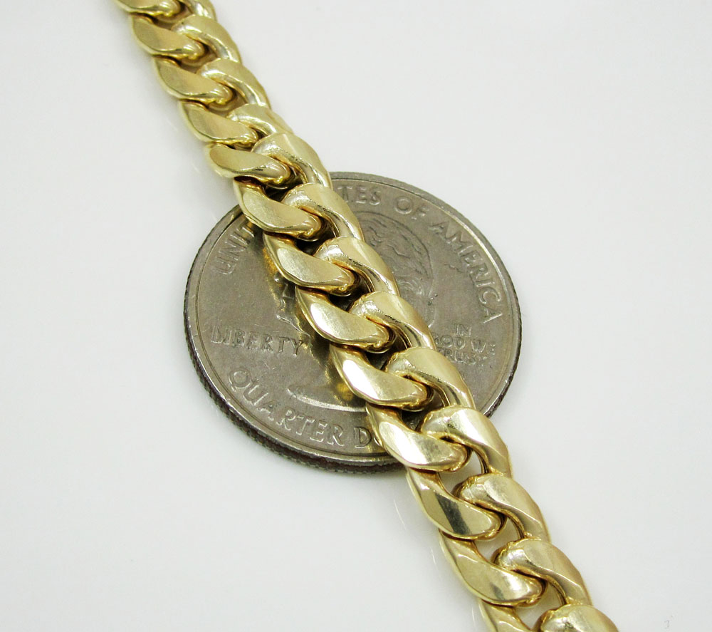 10k yellow gold thick miami link chain 20-28  inch 7.5mm