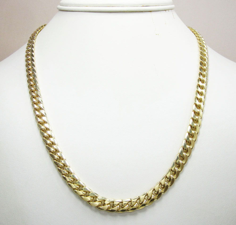 10k yellow gold thick miami link chain 20-28  inch 7.5mm