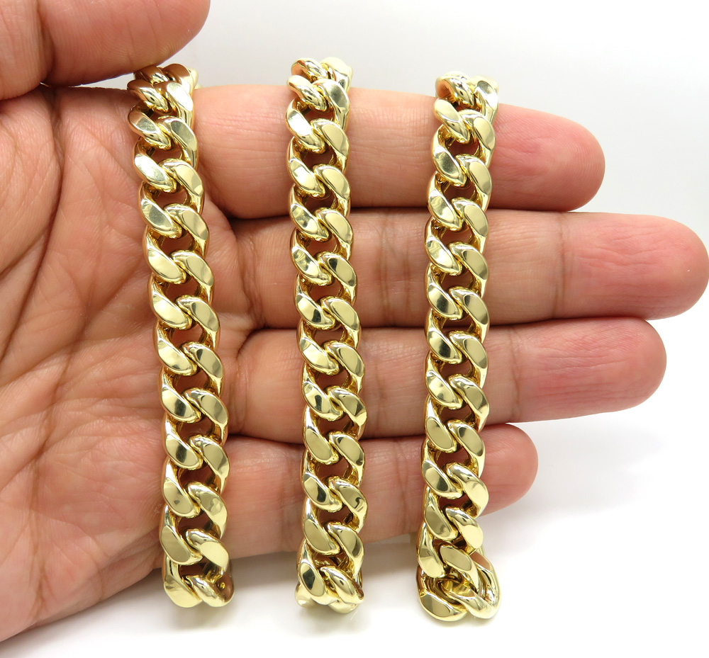 10k yellow gold hollow miami link chain 22-38 inch 11mm - Image 4